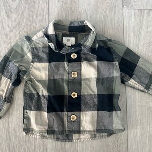 Banana Republic Kids Black and Gray Plaid Shirt
